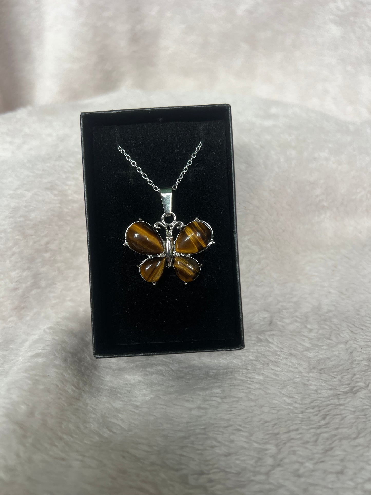 Tiger eye butterfly 925 chain