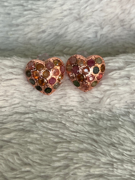 925 heart studs