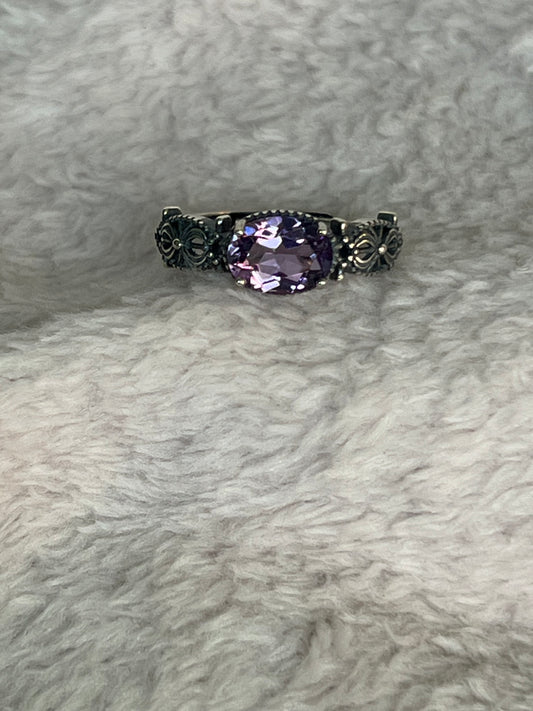 Amethyst ring adjustable 925 silver