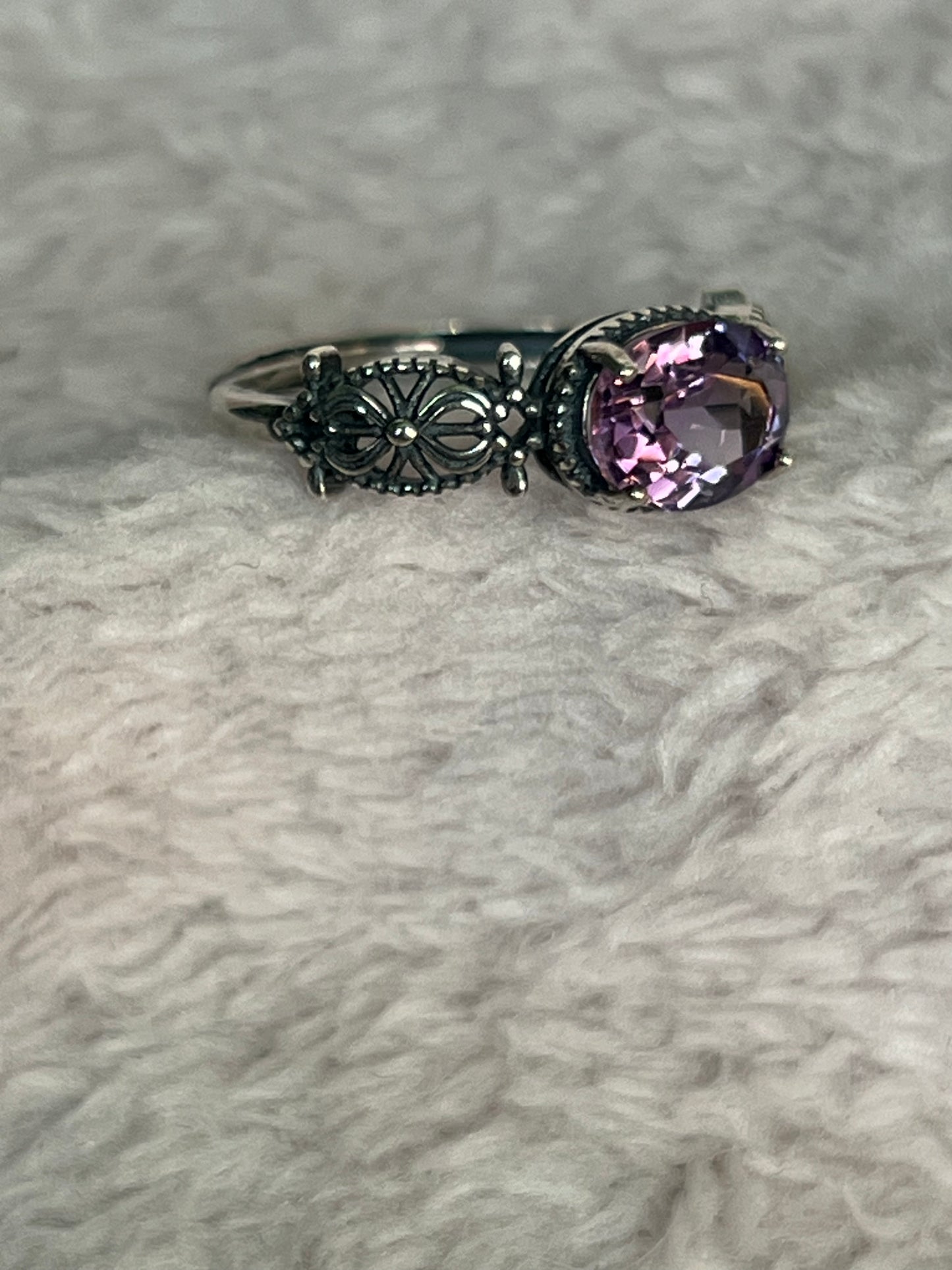 Amethyst ring adjustable 925 silver