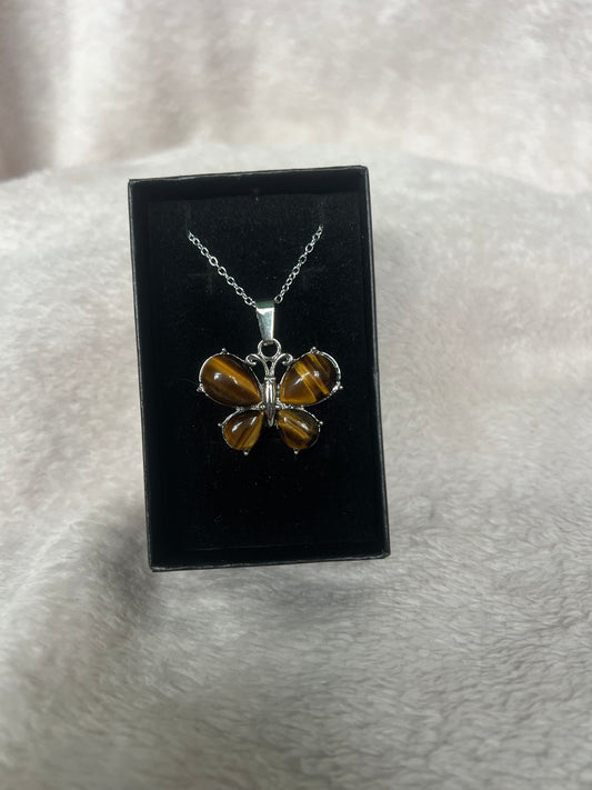Tiger eye butterfly 925 chain