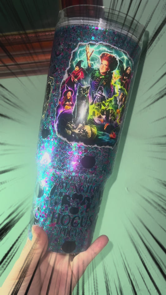 40oz Glitter Hocus Pocus Stanley-Style Tumbler ✨