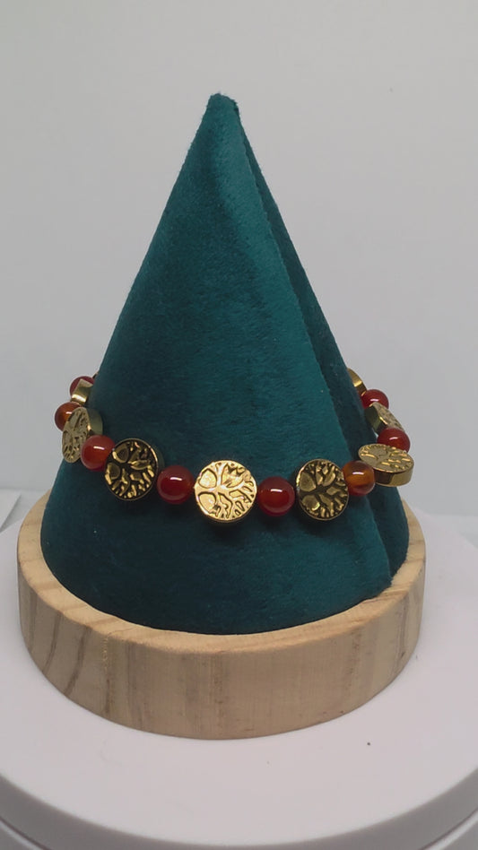 orange and gold tree of life bracelet